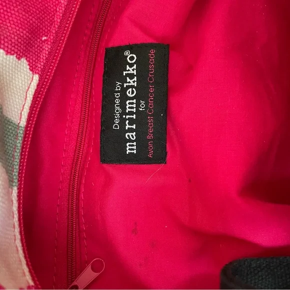 Marimekko Avon Breast Cancer Crusade Red/Pink Floral Tote Bag (Stained) - Picture 11 of 15